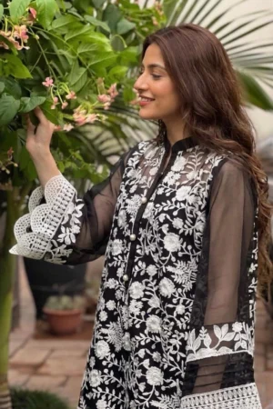 Monochrome Muse — Embroidered Organza Kurta